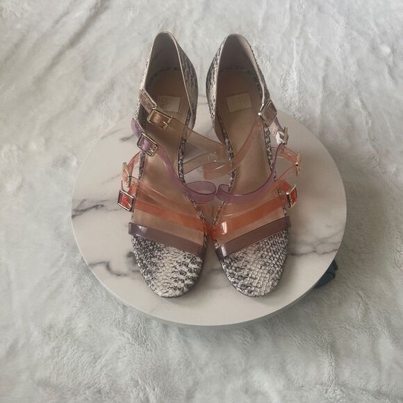 Louise et Cie ISOLDAH Strappy Buckle Leather Caged Pump Grey Snake SZ 9M: NWOT - Picture 1 of 12